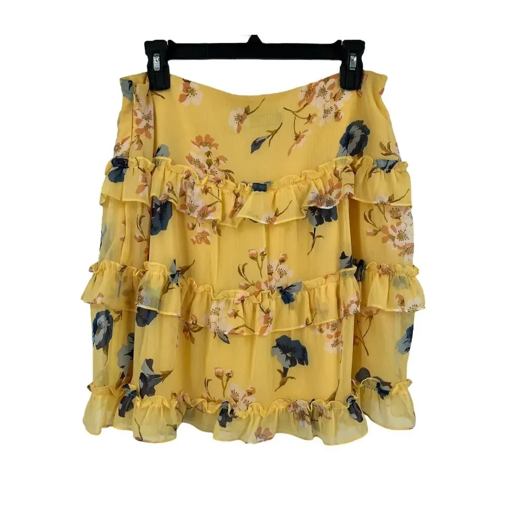 Lauren Ralph Lauren skirt floral ruffle trim georgette a line miniskirt size 8 - Picture 5 of 5
